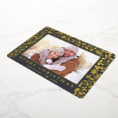 エレガントクリスマスの葉2枚の写真金ゴールド 箔シーズンカード (回転した状態)