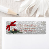 エレガントクリスマスの輝く《写真》ぼけ味の雪片ラベル ラベル (インサイチュ)