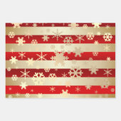 エレガントクリスマスの雪片のパタストライプのーン ラッピングペーパーシート (正面)