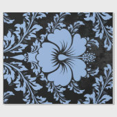 エレガントクリスマスの青いエレガントダマスク ラッピングペーパー (フラット)