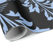 エレガントクリスマスの青いエレガントダマスク ラッピングペーパー (ロールコーナー)