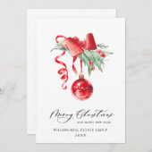 エレガントクリスマスの飾り企業の挨拶 シーズンカード (正面/裏面)