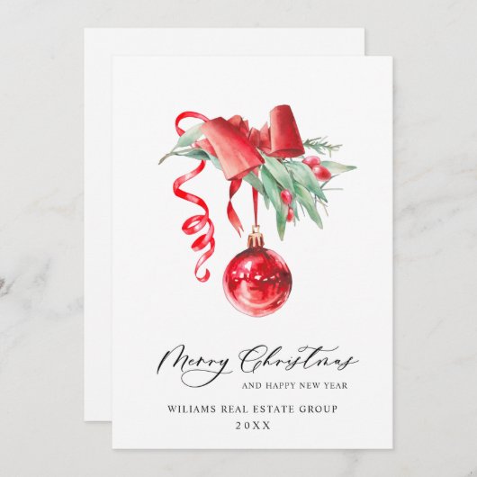 エレガントクリスマスの飾り企業の挨拶 シーズンカード (正面/裏面)