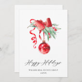 エレガントクリスマスの飾り企業の挨拶 シーズンカード (正面/裏面)