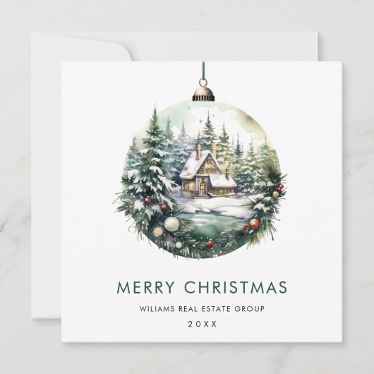 エレガントクリスマスの飾り企業の挨拶 シーズンカード (正面)