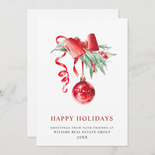 エレガントクリスマスの飾り企業の挨拶 シーズンカード (正面/裏面)