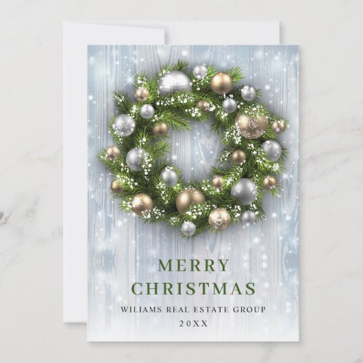 エレガントクリスマスの飾り企業の挨拶 シーズンカード (正面)
