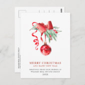 エレガントクリスマスの飾り企業の挨拶 ポストカード (正面/裏面)