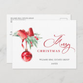 エレガントクリスマスの飾り企業の挨拶 ポストカード (正面/裏面)