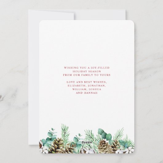 エレガントクリスマスの鳥の葉ノンフォトホリデー シーズンカード (裏面)