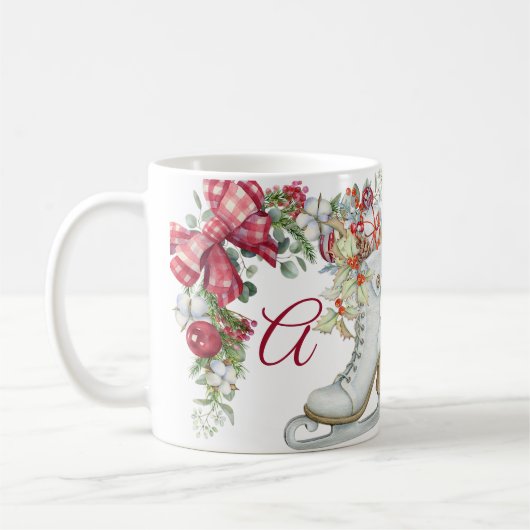 エレガントクリスマスアイススケートで滑る休暇 コーヒーマグカップ (左)