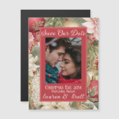 エレガントクリスマスイブ写真結婚のマグネットカード (正面/裏面)