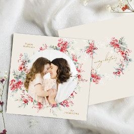 エレガントクリスマスウィンターの葉のアーチ写真 シーズンカード