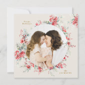 エレガントクリスマスウィンターの葉のアーチ写真 シーズンカード (裏面)