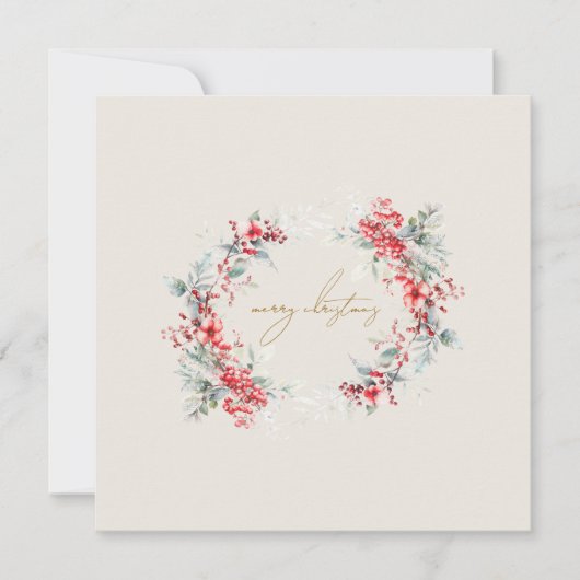 エレガントクリスマスウィンターの葉のアーチ写真 シーズンカード (正面)