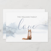 エレガントクリスマスウィンターウッドランドキツネファミリー名 シーズンカード (正面/裏面)