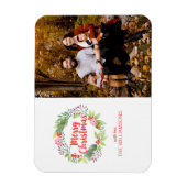 エレガントクリスマスウォーターリースフォトホリデー マグネット (縦)