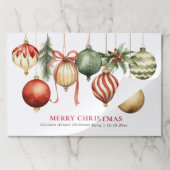 エレガントクリスマスオーナメントパーティー紙ランチョンマット ペーパーパッド (折り畳み)