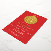 エレガントクリスマスオーナメントホリデーパーティー招待状 箔シーズンカード (回転した状態)