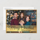 エレガントクリスマスオーナメント金ゴールドフレーム写真 シーズンポストカード (正面/裏面)