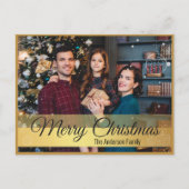 エレガントクリスマスオーナメント金ゴールドフレーム写真 シーズンポストカード (正面)