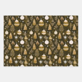 エレガントクリスマスオーナメント&マンダラパターンブラウン ラッピングペーパーシート (正面)