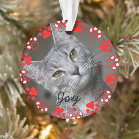 エレガントクリスマスカスタムの猫の写真 オーナメント (ツリー)