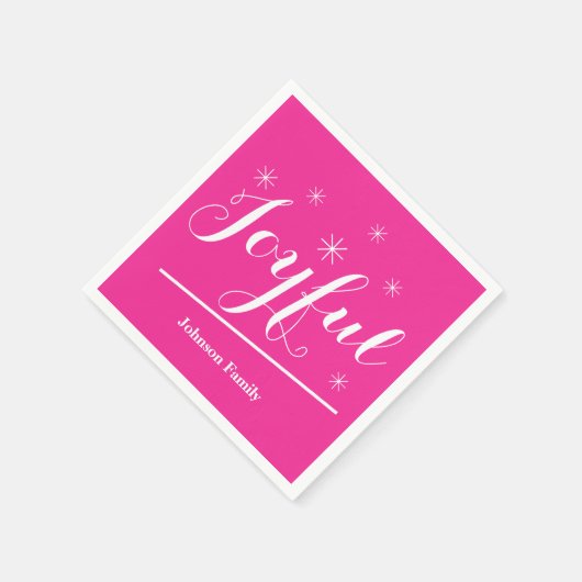 エレガントクリスマスカスタム家族の名前かわいいピンク スタンダードカクテルナプキン (角)