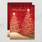エレガントクリスマスカーきらめくド木の赤 シーズンカード (正面/裏面)