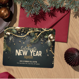 エレガントクリスマスガーランド新年 招待状