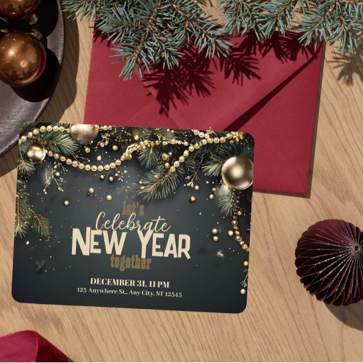 エレガントクリスマスガーランド新年 招待状