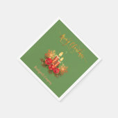 エレガントクリスマスキャンドル、木の枝、ボール スタンダードカクテルナプキン (角)