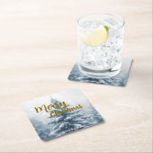 エレガントクリスマスクリスマスの松の木の森 スクエアペーパーコースター (インサイチュ)