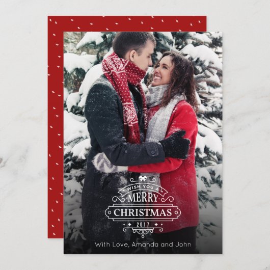 エレガントクリスマスグリーティングフォトカード シーズンカード (正面/裏面)