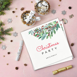 エレガントクリスマスグリーナリーホリデーパーティー スタンダードカクテルナプキン