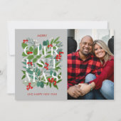 エレガントクリスマスグリーナリー写真ホリデーカード シーズンカード (正面)