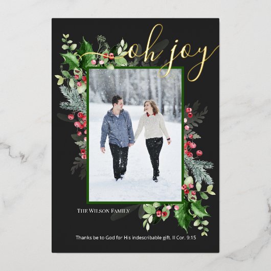 エレガントクリスマスグリーニンググリーティングフォイルカード 箔シーズンカード (正面)