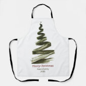 エレガントクリスマスグリーンツリーの水色 エプロン (正面)