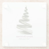 エレガントクリスマスグリーンツリーの水色 ガラスコースター (裏面)