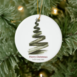 エレガントクリスマスグリーンツリーの水色 セラミックオーナメント