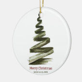 エレガントクリスマスグリーンツリーの水色 セラミックオーナメント (左)