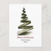 エレガントクリスマスグリーンツリーの水色 ポストカード (正面)