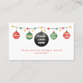 エレガントクリスマスグリーン赤スクリプトqrコード ロイヤリティカード (裏面)