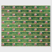 エレガントクリスマスグリーン&金ゴールドストライプベビー写真 ラッピングペーパー (フラット)