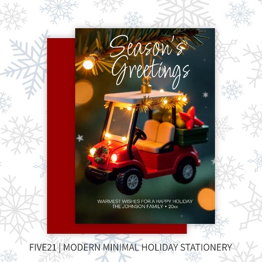 エレガントクリスマスゴルフカートオーナメント・レッド シーズンカード