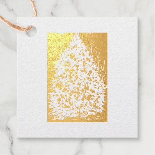 エレガントクリスマスゴールデンツリーフォイルカード フェイバータグ (正面)