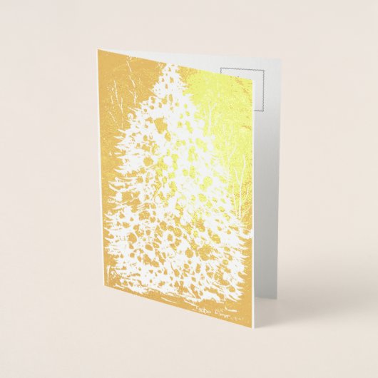 エレガントクリスマスゴールデンツリーフォイルカード 箔カード (正面)