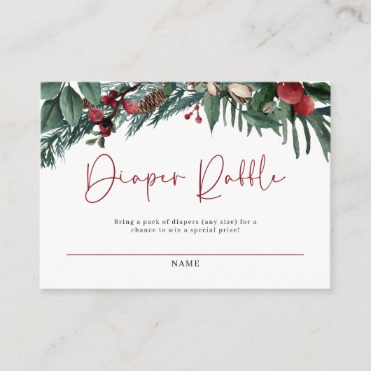 エレガントクリスマスサンタ赤ちゃんシャワーおむつラッフル エンクロージャーカード (正面)