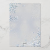 エレガントクリスマスシルバー雪の結晶ブルーグレージョイ 箔シーズンカード (裏面)