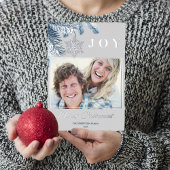 エレガントクリスマスシルバー雪の結晶ブルーグレージョイ 箔シーズンカード